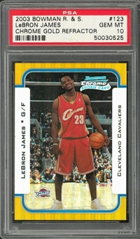2003/04 Bowman "Rookies & Stars" Chrome Gold Refractor #123 LeBron James Rookie Card (#08/50) – PSA GEM MT 10